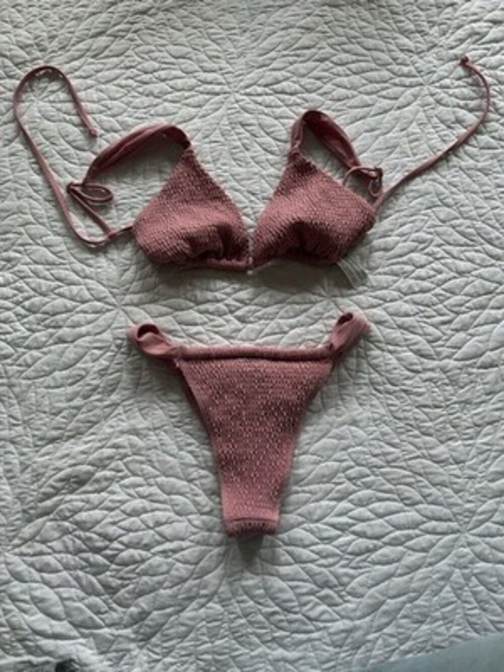 Hollister Smocked Bikini Set Dusty Pink Size M Excellent Condition